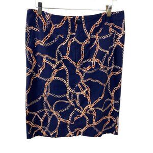 Maeve x Anthropologie The Colette Stretch Navy Gold Chain Print Size L Pockets